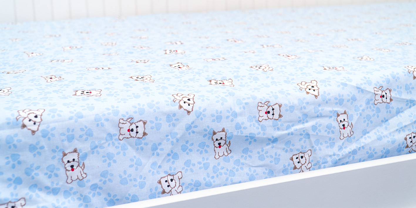 prześcieradło 80x160 łapki niebieskie z gumką